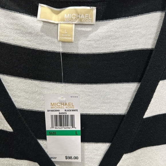 NWT 🩷 Michael Michael Kors Black and White button up sweater /cardigan - L - Picture 2 of 8